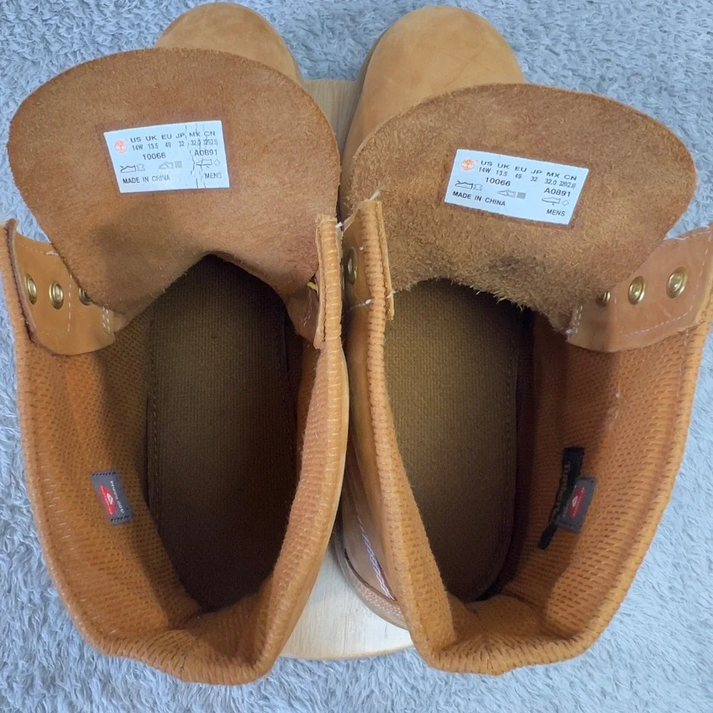 Timberland 6 Inch Premium Waterproof Boots Wheat Nubuck Work 10066 Mens 14 Wide